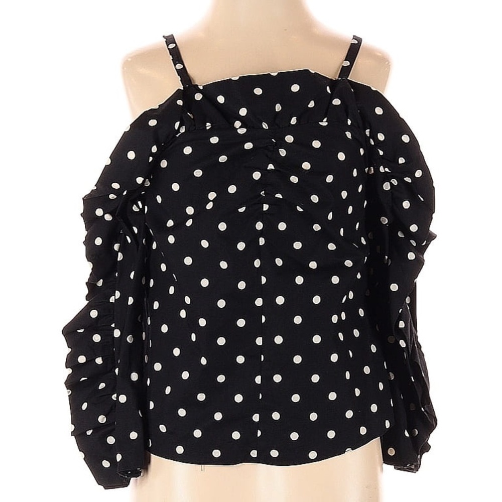 SALE! Silence + Noise Off Shoulder Black Polka Dot Top XS